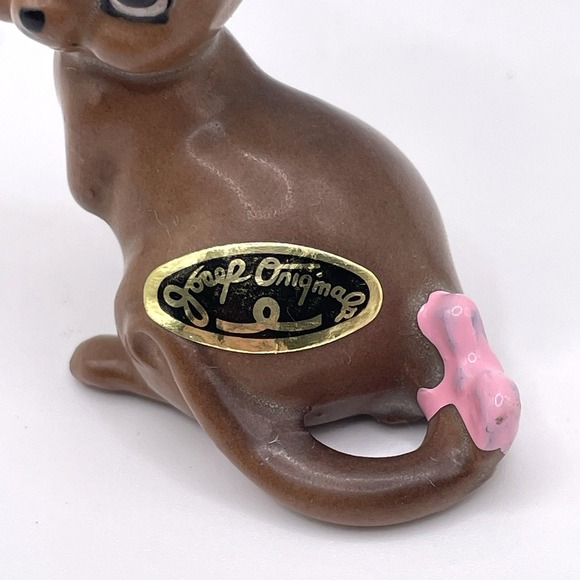Josef Originals Anthropomorphic Mouse with Pink Bow Porcelain 2" Figurine VTG - Picture 5 of 8